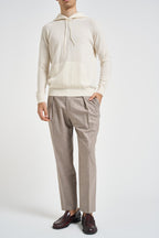 Felpa uomo in maglia con cappuccio panna 074 NATURALE DIKTAT 