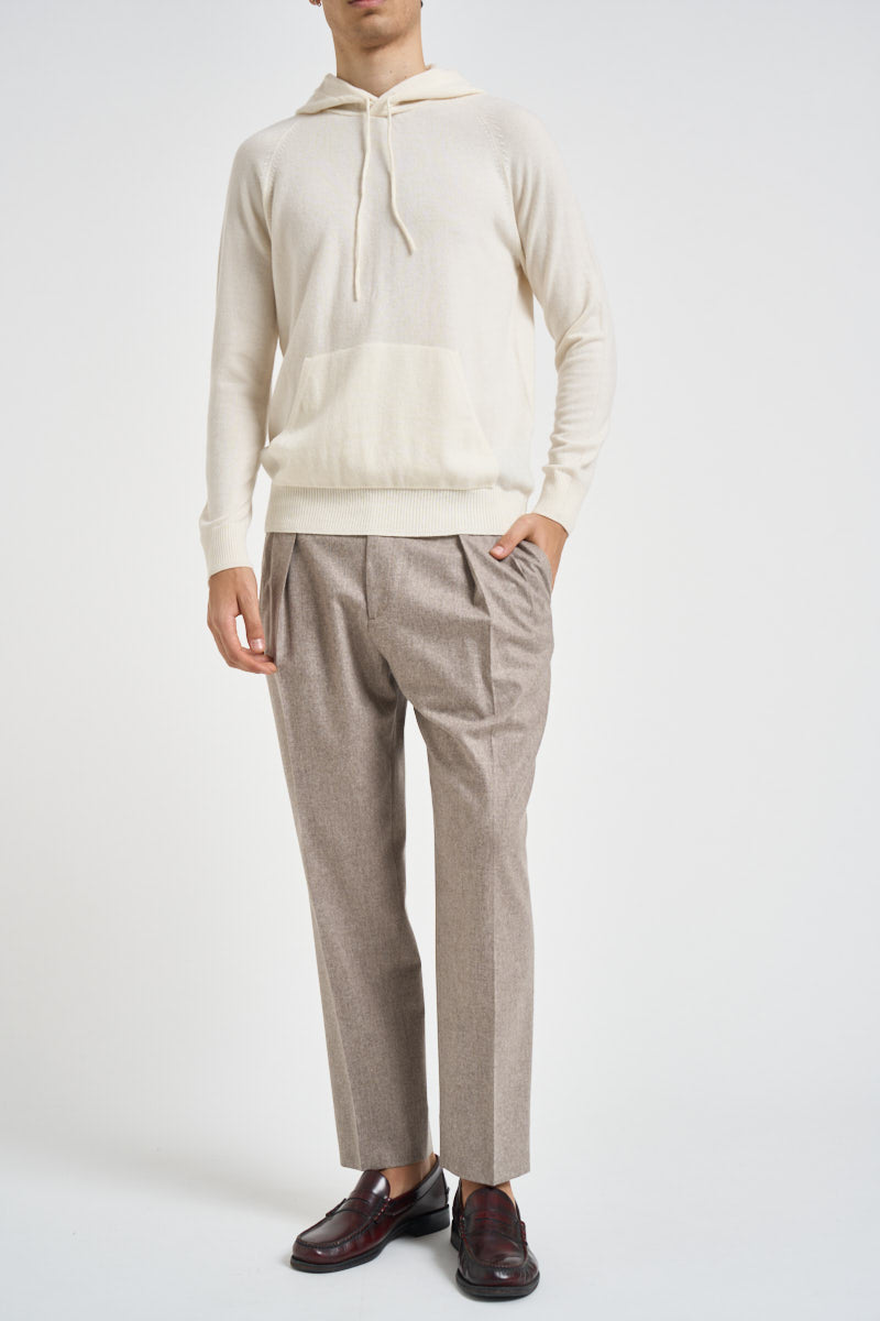 Felpa uomo in maglia con cappuccio panna 074 NATURALE DIKTAT 