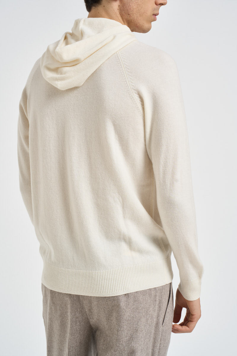 Felpa uomo in maglia con cappuccio panna 074 NATURALE DIKTAT 