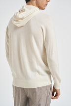 Felpa uomo in maglia con cappuccio panna 074 NATURALE DIKTAT 