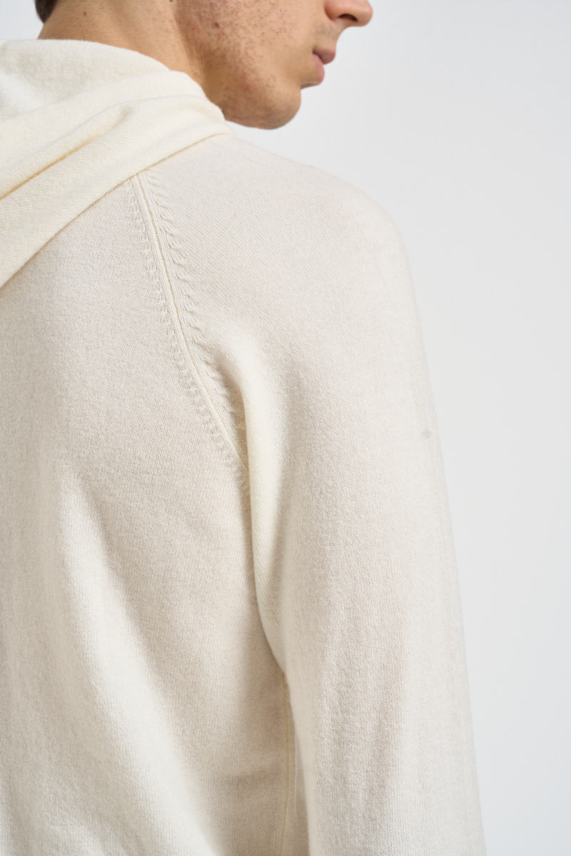 Felpa uomo in maglia con cappuccio panna 074 NATURALE DIKTAT 