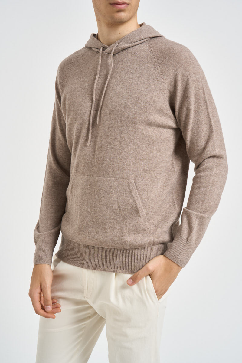 Felpa uomo in maglia con cappuccio tortora 074 TORTORA DIKTAT 