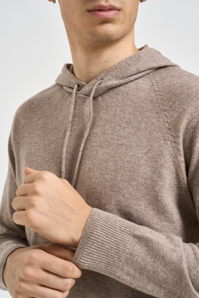 Felpa uomo in maglia con cappuccio tortora 074 TORTORA DIKTAT 