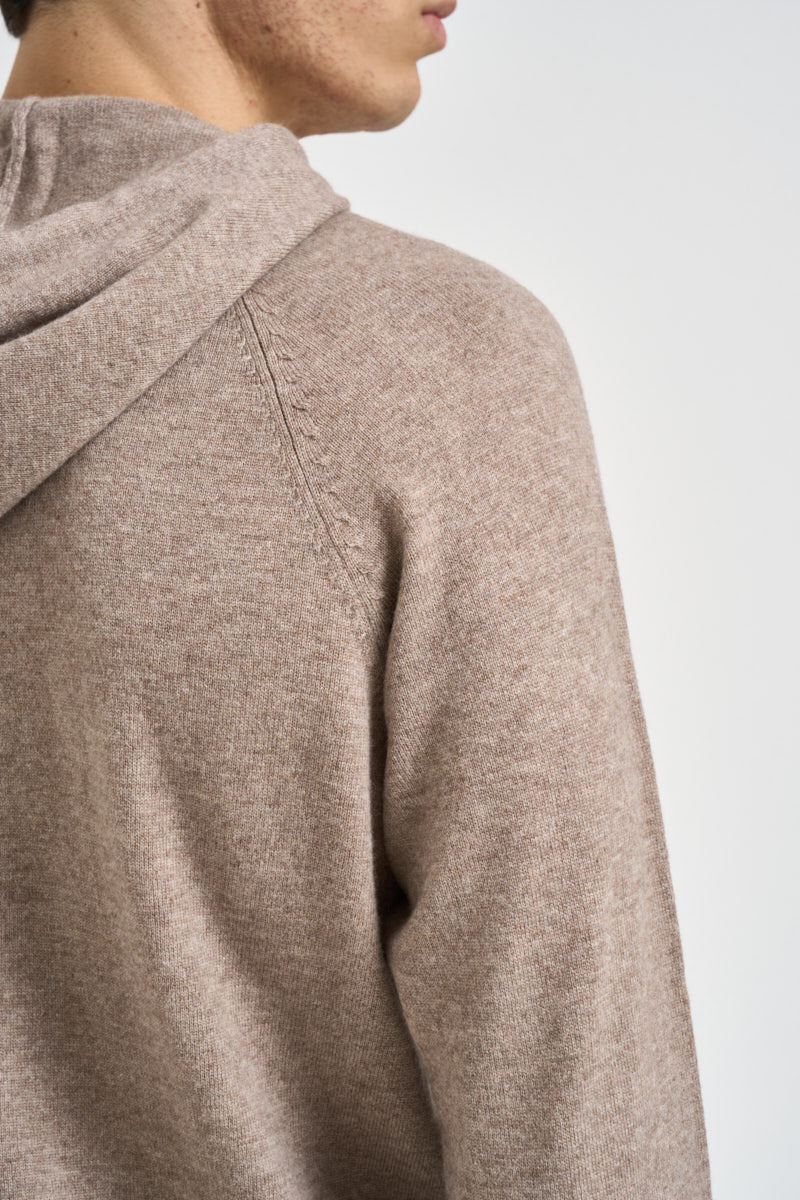 Felpa uomo in maglia con cappuccio tortora 074 TORTORA DIKTAT 