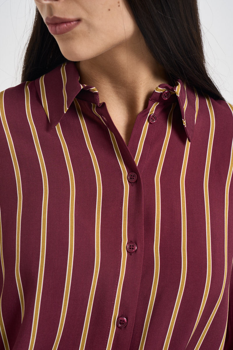 Camicia donna a righe verticali bordeaux e beige CDQC2IR BORDEAUX DIXIE 