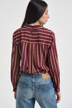 Camicia donna a righe verticali bordeaux e beige CDQC2IR BORDEAUX DIXIE 