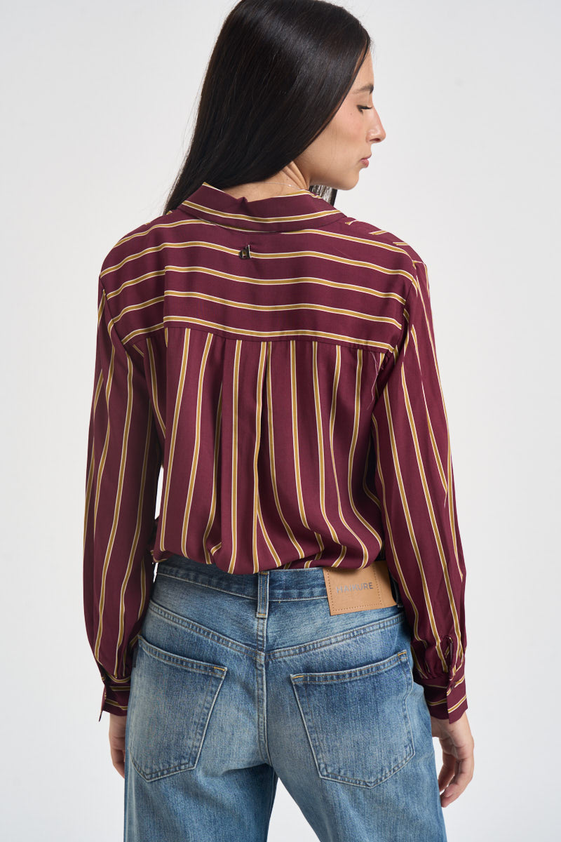 Camicia donna a righe verticali bordeaux e beige CDQC2IR BORDEAUX DIXIE 