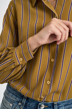 Camicia donna a righe verticali giallo senape e viola CDQC2IR OLIO DIXIE 