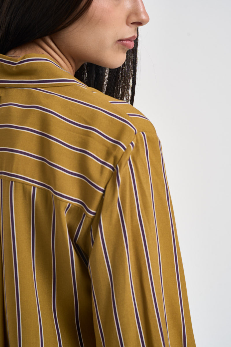Camicia donna a righe verticali giallo senape e viola CDQC2IR OLIO DIXIE 