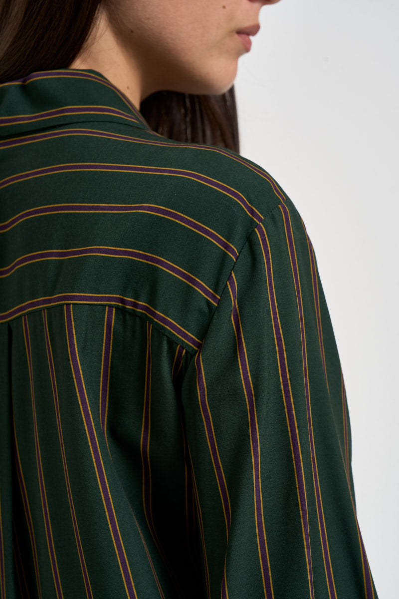 Camicia donna a righe verticali verde oliva e viola CDQC2IR VERDE DIXIE 