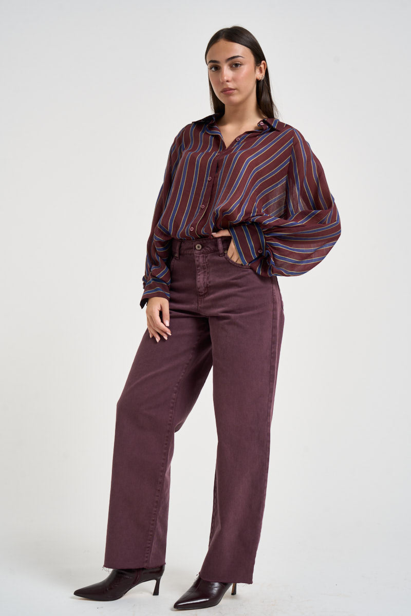 Camicia donna a righe bordeaux CFSF2HN BORDEAUX DIXIE 