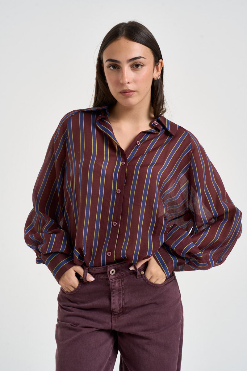 Camicia donna a righe bordeaux CFSF2HN BORDEAUX DIXIE 