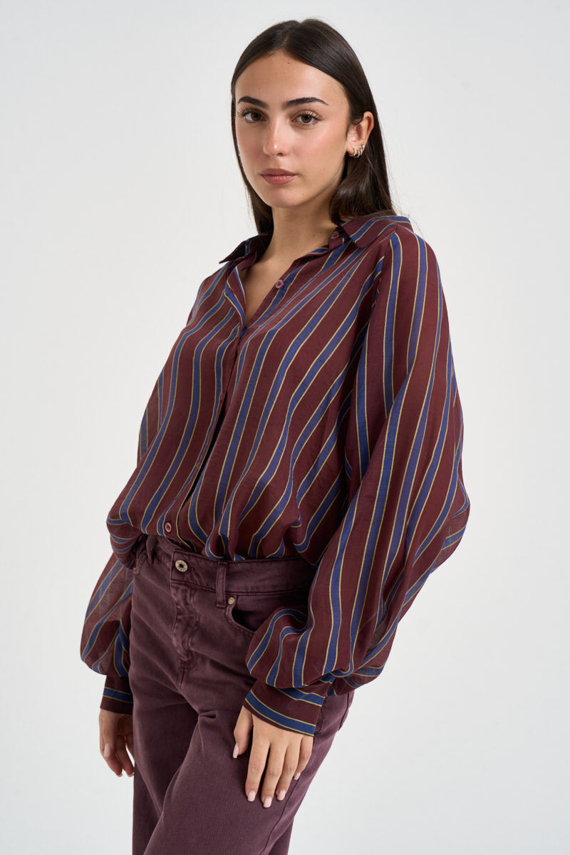 Camicia donna a righe bordeaux CFSF2HN BORDEAUX DIXIE 