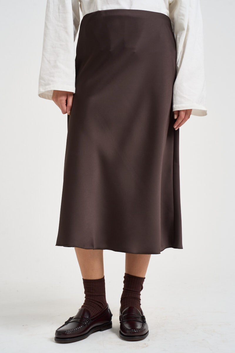 Gonna donna midi satinata marrone GCTZJIE MORO DIXIE 