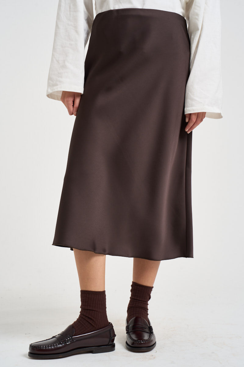 Gonna donna midi satinata marrone GCTZJIE MORO DIXIE 