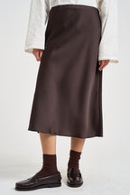 Gonna donna midi satinata marrone GCTZJIE MORO DIXIE 