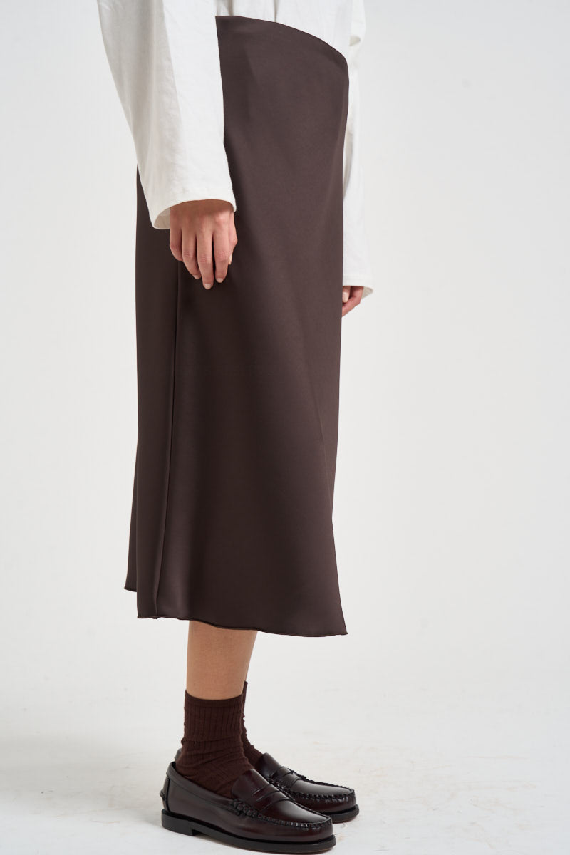 Gonna donna midi satinata marrone GCTZJIE MORO DIXIE 