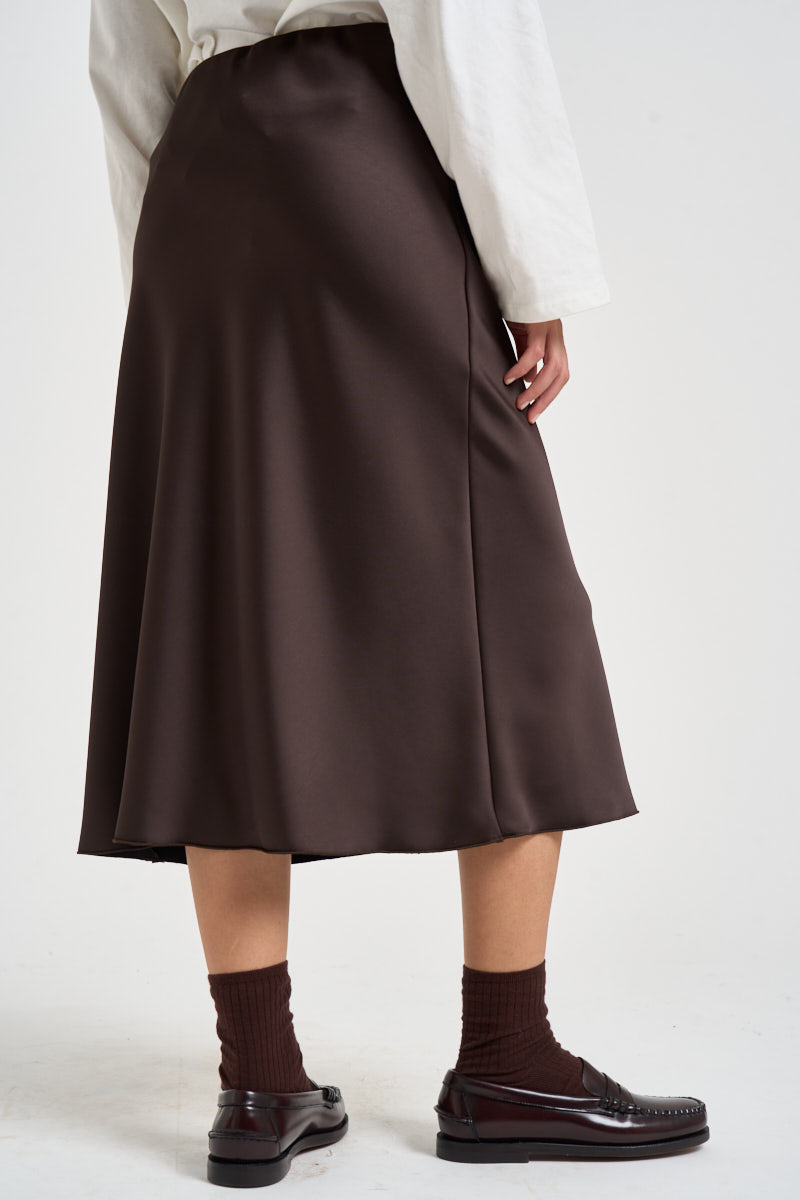 Gonna donna midi satinata marrone GCTZJIE MORO DIXIE 
