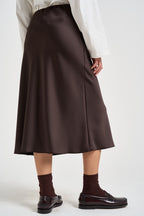 Gonna donna midi satinata marrone GCTZJIE MORO DIXIE 