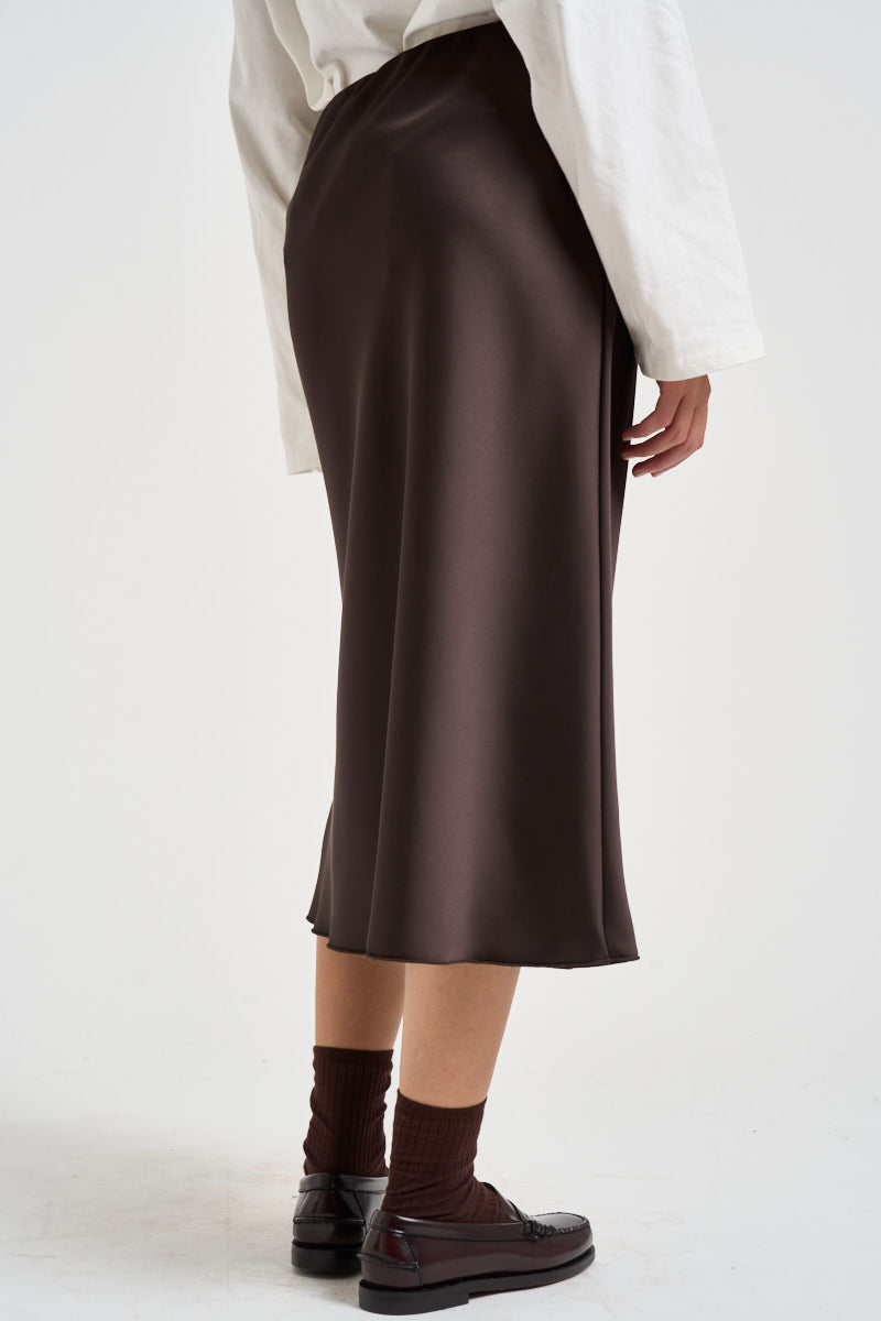 Gonna donna midi satinata marrone GCTZJIE MORO DIXIE 