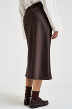 Gonna donna midi satinata marrone GCTZJIE MORO DIXIE 
