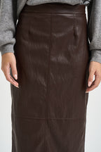 Gonna donna midi in ecopelle marrone scuro GDDB2BOA MORO DIXIE 