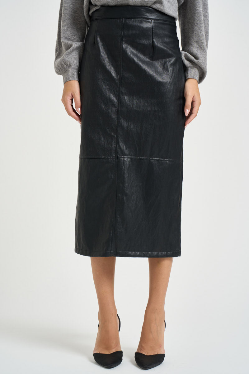 Gonna donna midi in ecopelle nera GDDB2BOA NERO DIXIE 