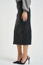 Gonna donna midi in ecopelle nera GDDB2BOA NERO DIXIE 