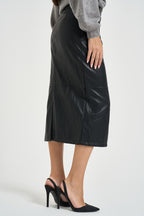 Gonna donna midi in ecopelle nera GDDB2BOA NERO DIXIE 