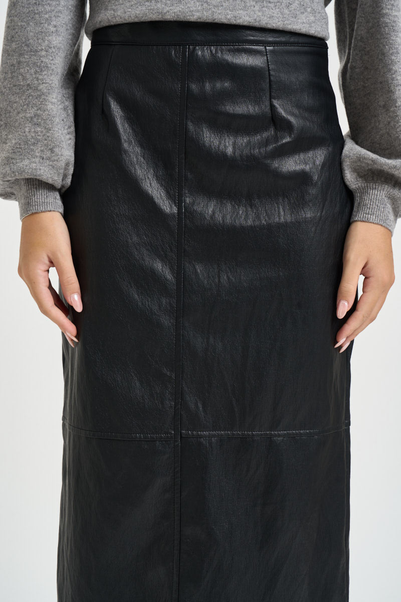Gonna donna midi in ecopelle nera GDDB2BOA NERO DIXIE 