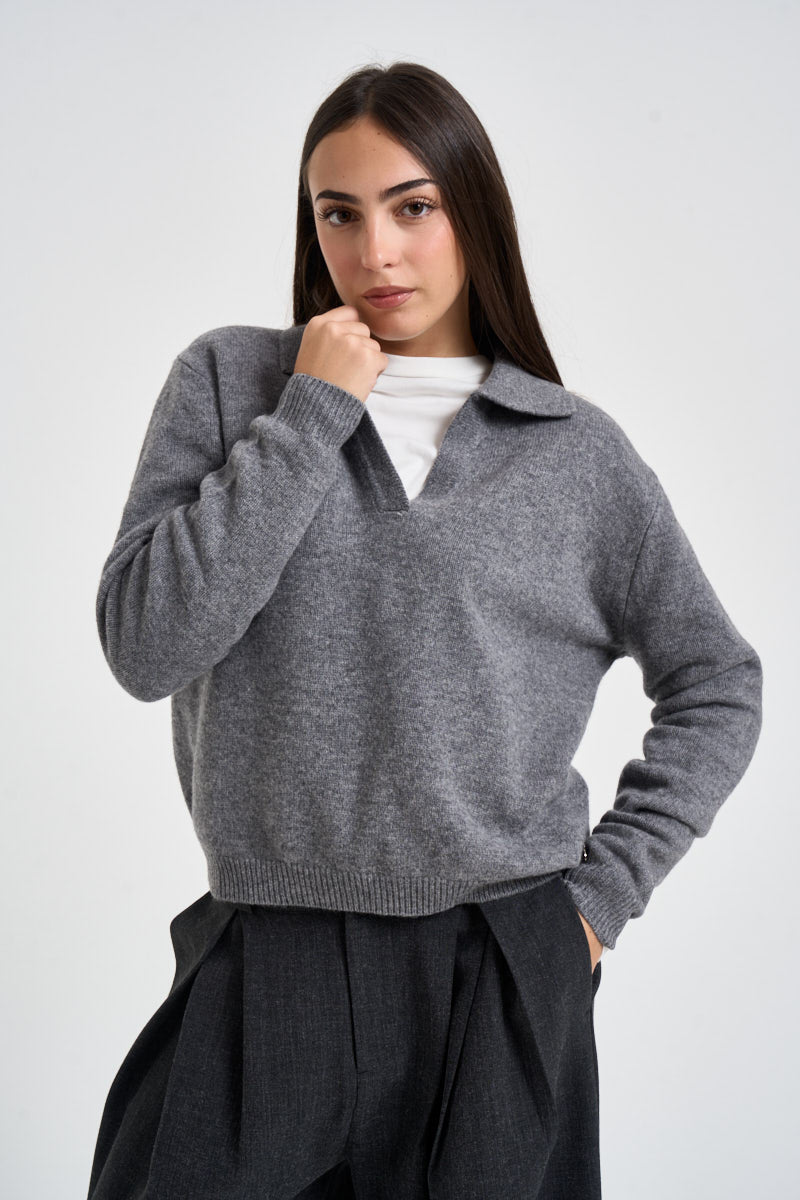 Maglia donna in lana grigio mélange M833B059A GRIGIO DIXIE 