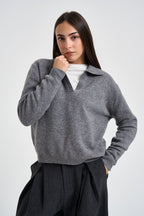 Maglia donna in lana grigio mélange M833B059A GRIGIO DIXIE 