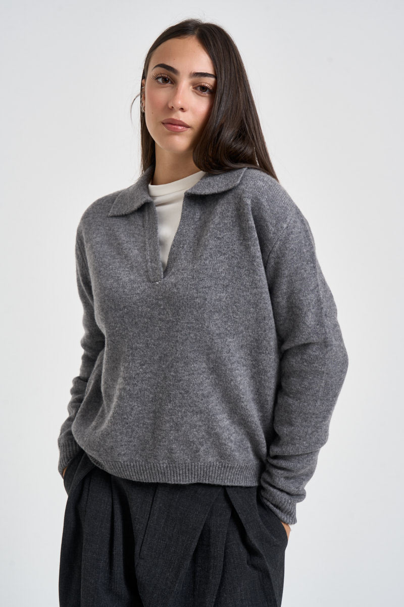 Maglia donna in lana grigio mélange M833B059A GRIGIO DIXIE 