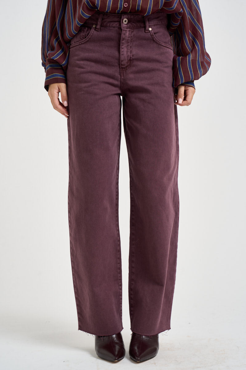 Jeans donna wide leg burgundy P881B066 BORGOGNA DIXIE 