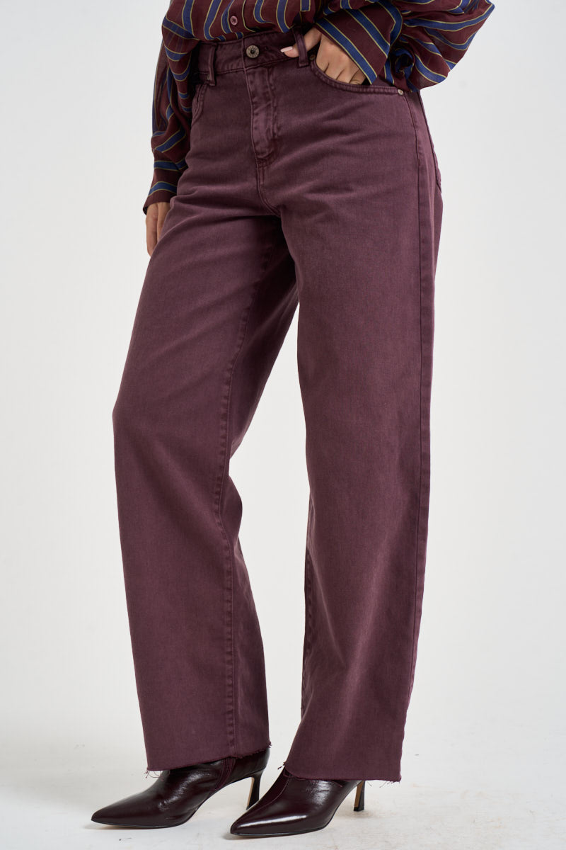 Jeans donna wide leg burgundy P881B066 BORGOGNA DIXIE 