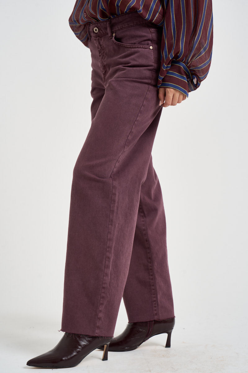 Jeans donna wide leg burgundy P881B066 BORGOGNA DIXIE 