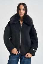 Giacca donna oversized nero mèlange V330B008A NERO DIXIE 