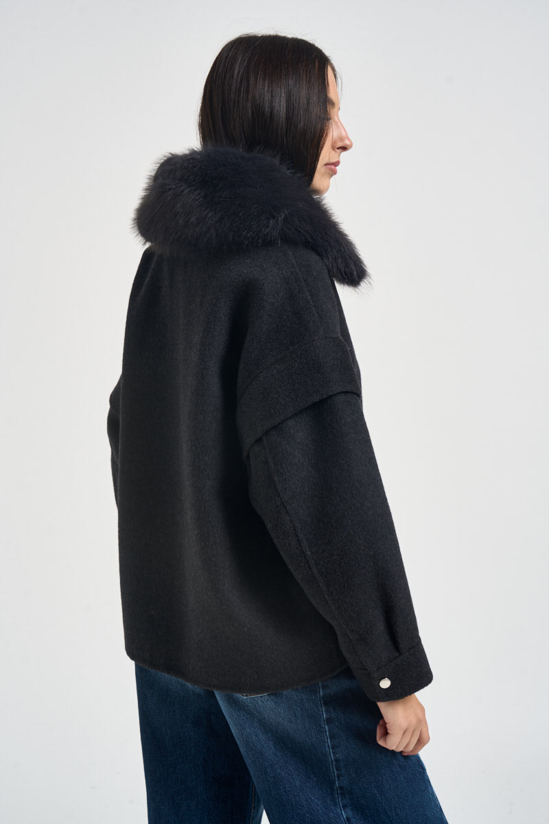 Giacca donna oversized nero mèlange V330B008A NERO DIXIE 
