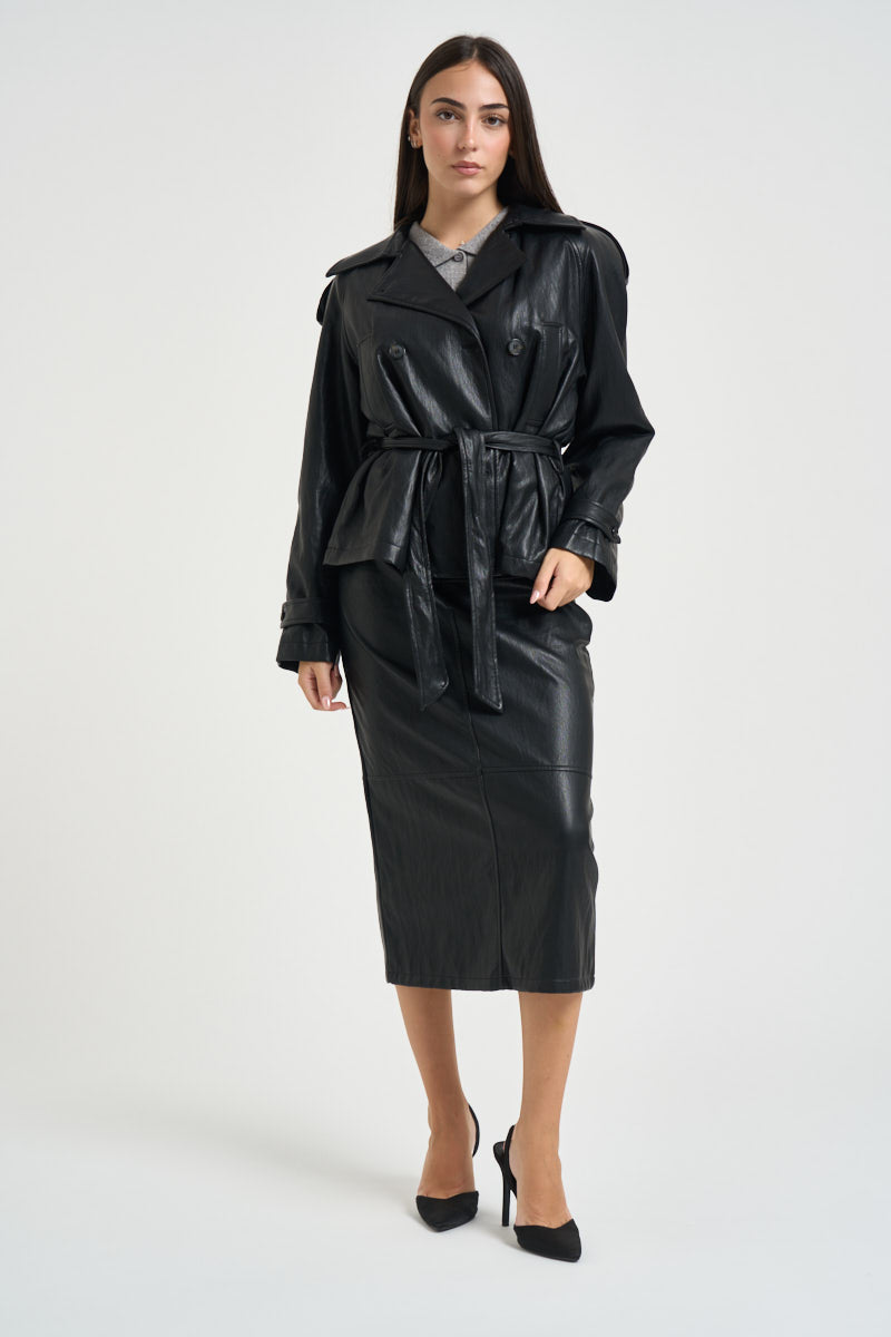 Trench donna in ecopelle nero VAI32BOA NERO DIXIE 