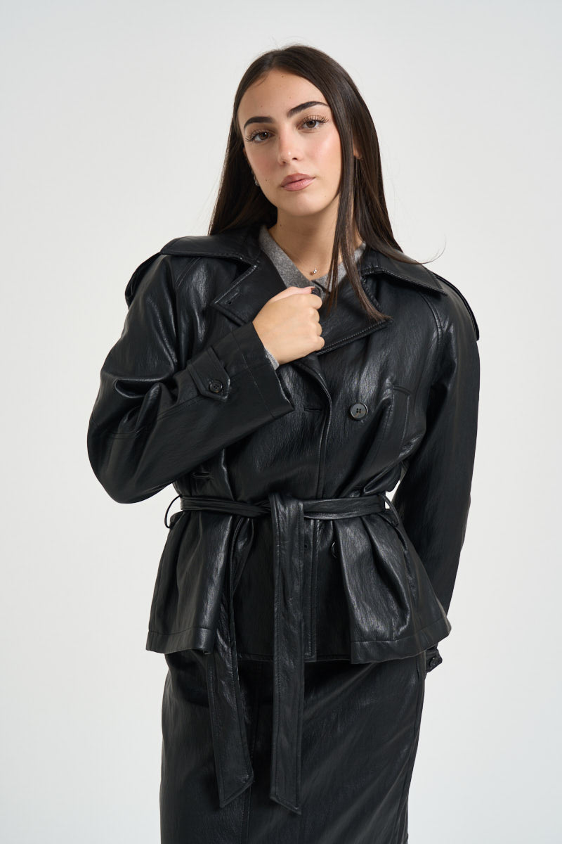 Trench donna in ecopelle nero VAI32BOA NERO DIXIE 