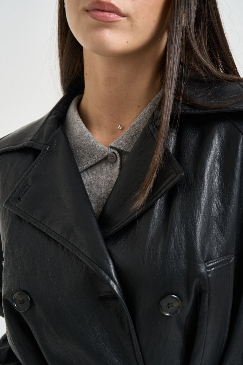 Trench donna in ecopelle nero VAI32BOA NERO DIXIE 