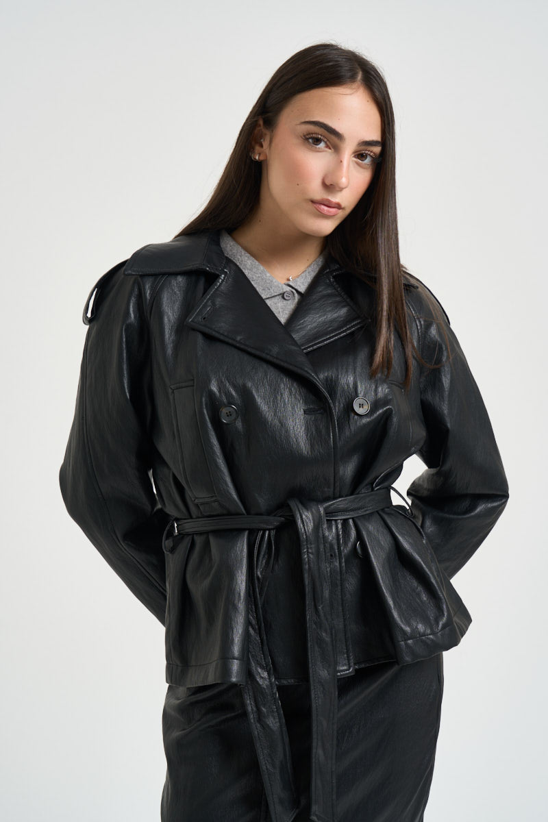 Trench donna in ecopelle nero VAI32BOA NERO DIXIE 