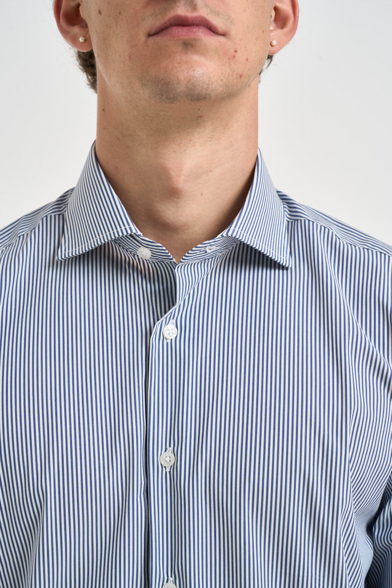 Camicia uomo a righe bianche e blu AURORA BLU SCURO EDD 