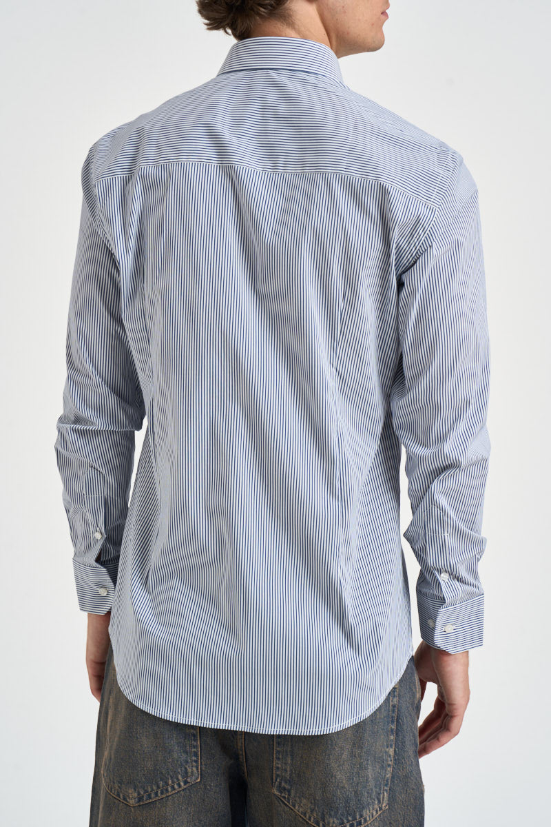 Camicia uomo a righe bianche e blu AURORA BLU SCURO EDD 