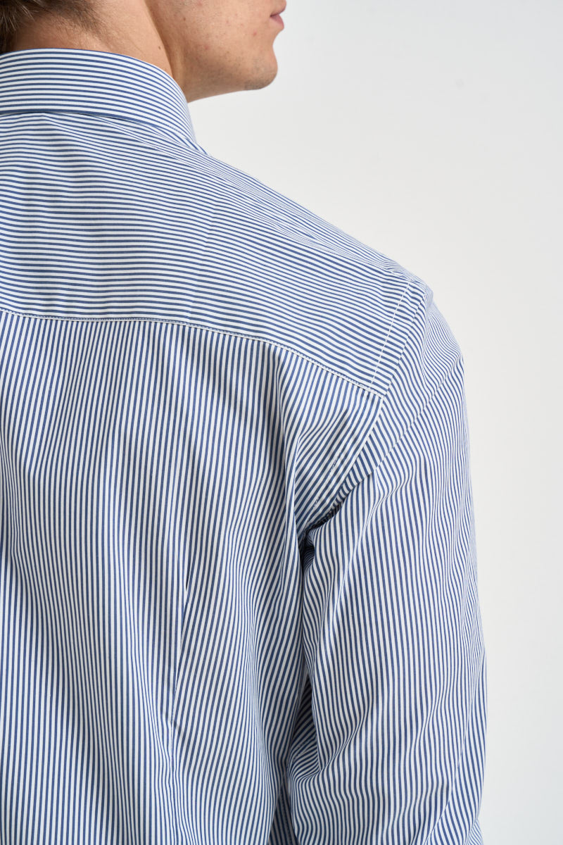 Camicia uomo a righe bianche e blu AURORA BLU SCURO EDD 