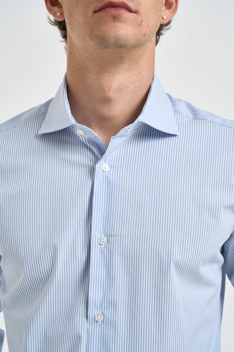 Camicia uomo a righe bianche e celesti AURORA CELESTE EDD 