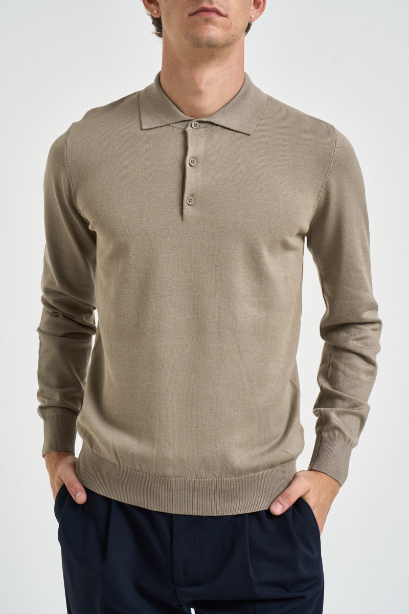 Polo uomo in maglia tortora PROSECCO KHAKI EDD 