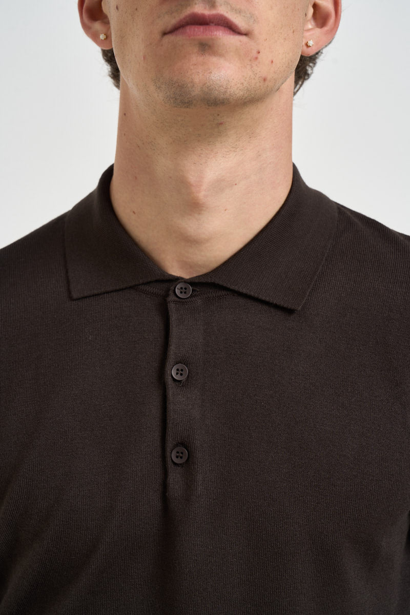 Polo uomo in maglia marrone scuro PROSECCO MORO EDD 