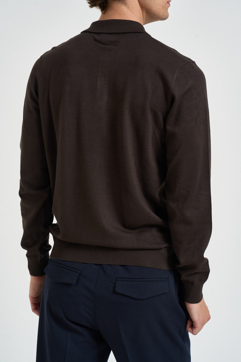 Polo uomo in maglia marrone scuro PROSECCO MORO EDD 