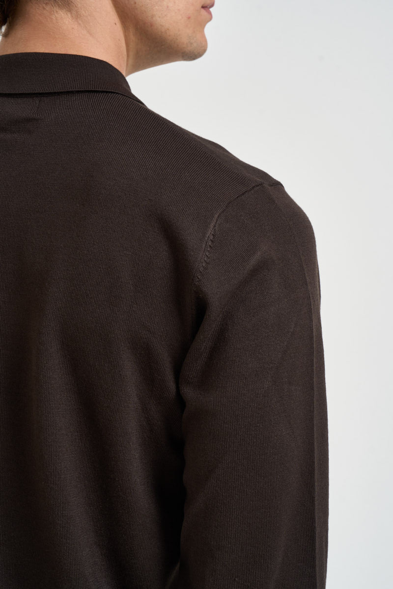 Polo uomo in maglia marrone scuro PROSECCO MORO EDD 
